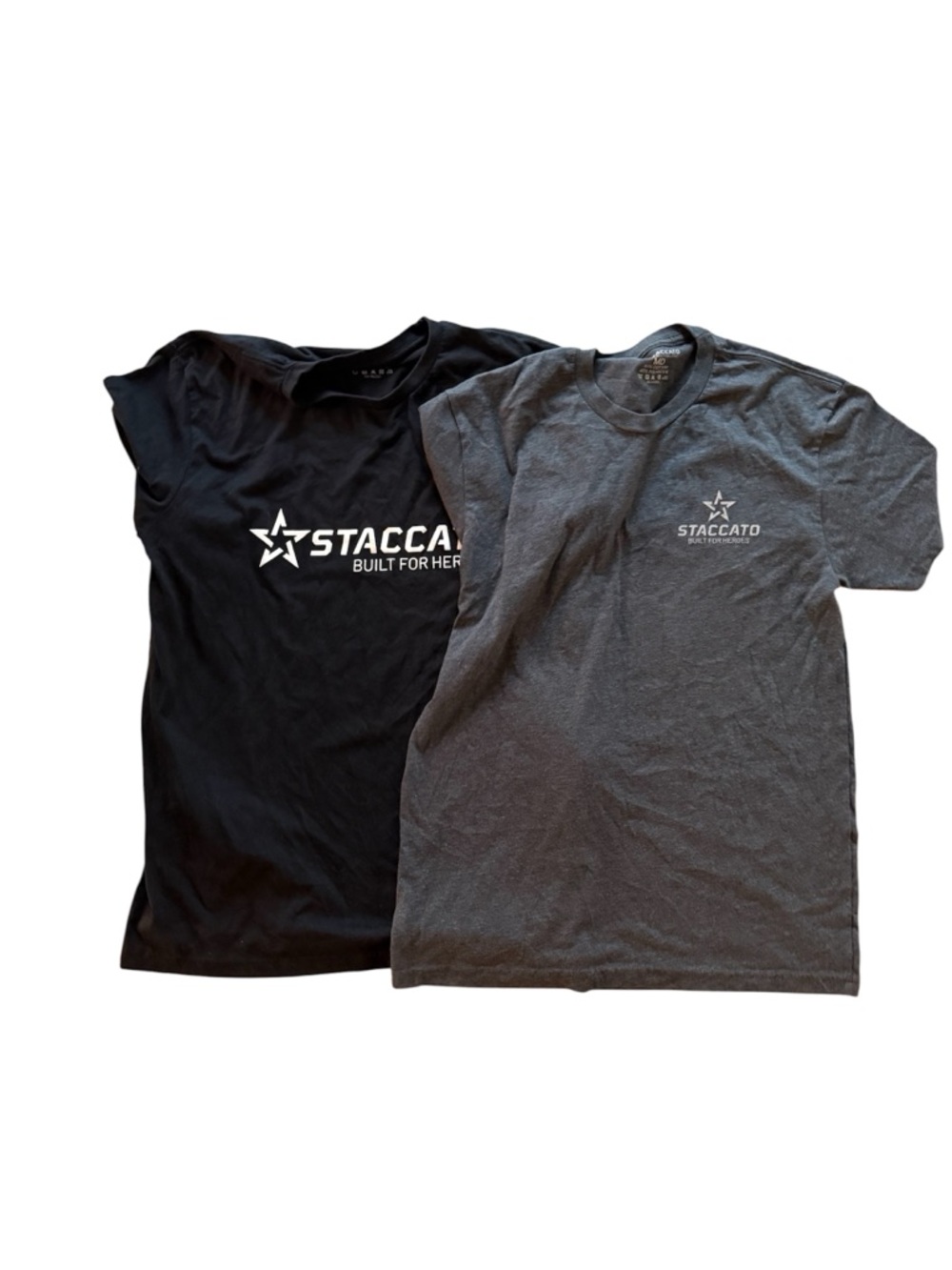 Bundle of Two Staccato Men’s Crew Neck T-Shirts - Black & Charcoal Gray Size Med